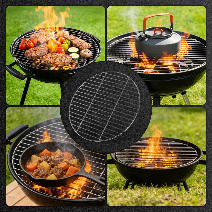 Grillrost Edelstahl 55 cm Rund – 304 Edelstahl BBQ Grillgitter, Stabil 6mm Draht, Flach, Silber, Ers