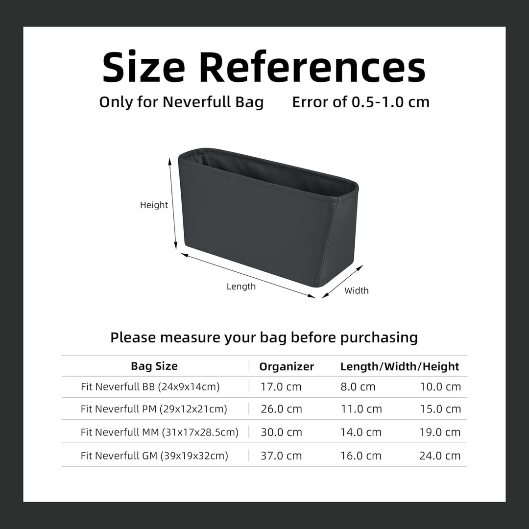 DGAZ Taschen Organizer Einsatz, Seide Taschenorganizer für Neverfull PM/MM/GM Tasche, Seidige Berühr