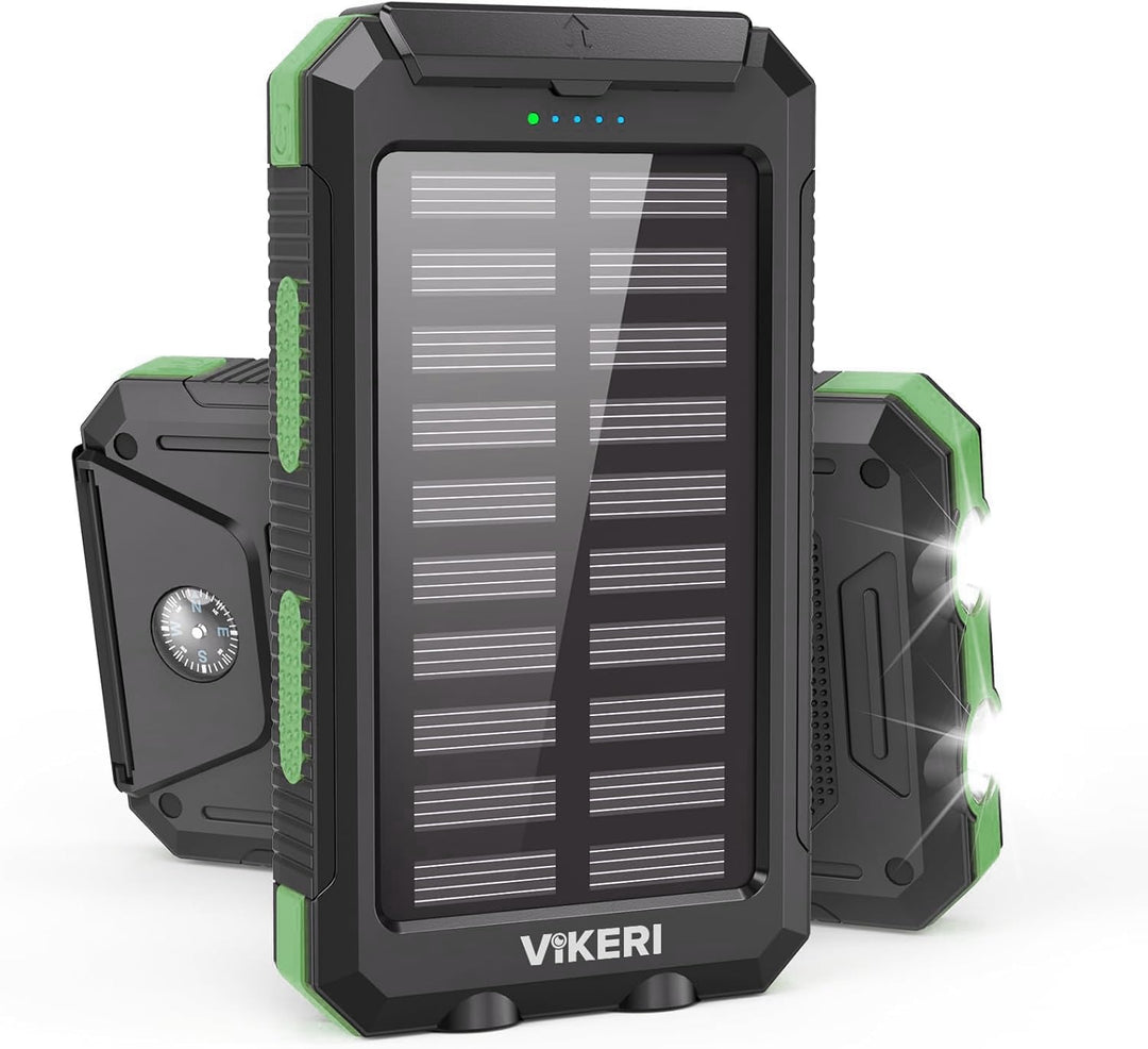 Vikeri Solar Powerbank 26800mAh, Powerbank Solar Wasserdichtes USB C Externer Akku mit 4 Outputs, Po