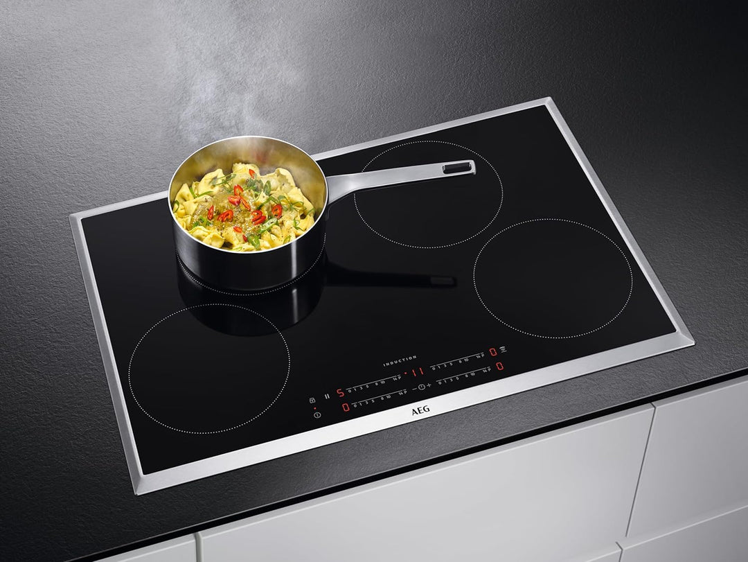 AEG IKB8443AXB Autarkes Kochfeld / Induktion / Hob²Hood / Slider-Bedienung / 80 cm / Edelstahlrahmen