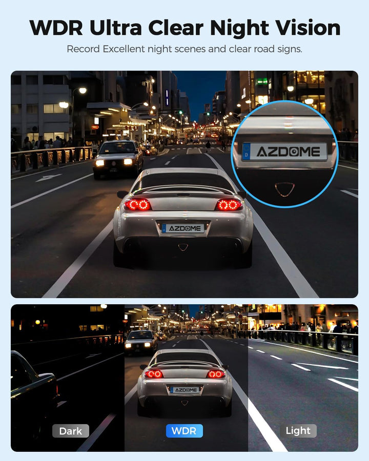 AZDOME 11.8" Spiegel Dashcam mit Rückfahrkamera & GPS, Super Nachtsicht, Loop-Aufnahme, G-Sensor, Ei