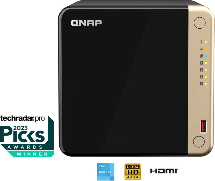 QNAP TS-464-8G-US Hochleistungs-Desktop-NAS mit Intel Celeron Quad-Core-Prozessor, M.2 PCIe Slots un