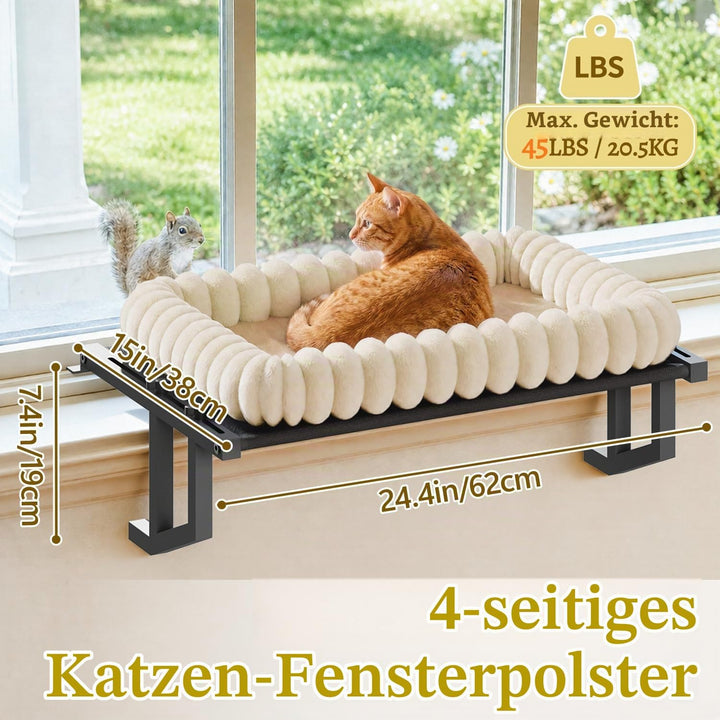 Katzen-Fensterliege für grosse Katzen, Metallrahmen, Beige