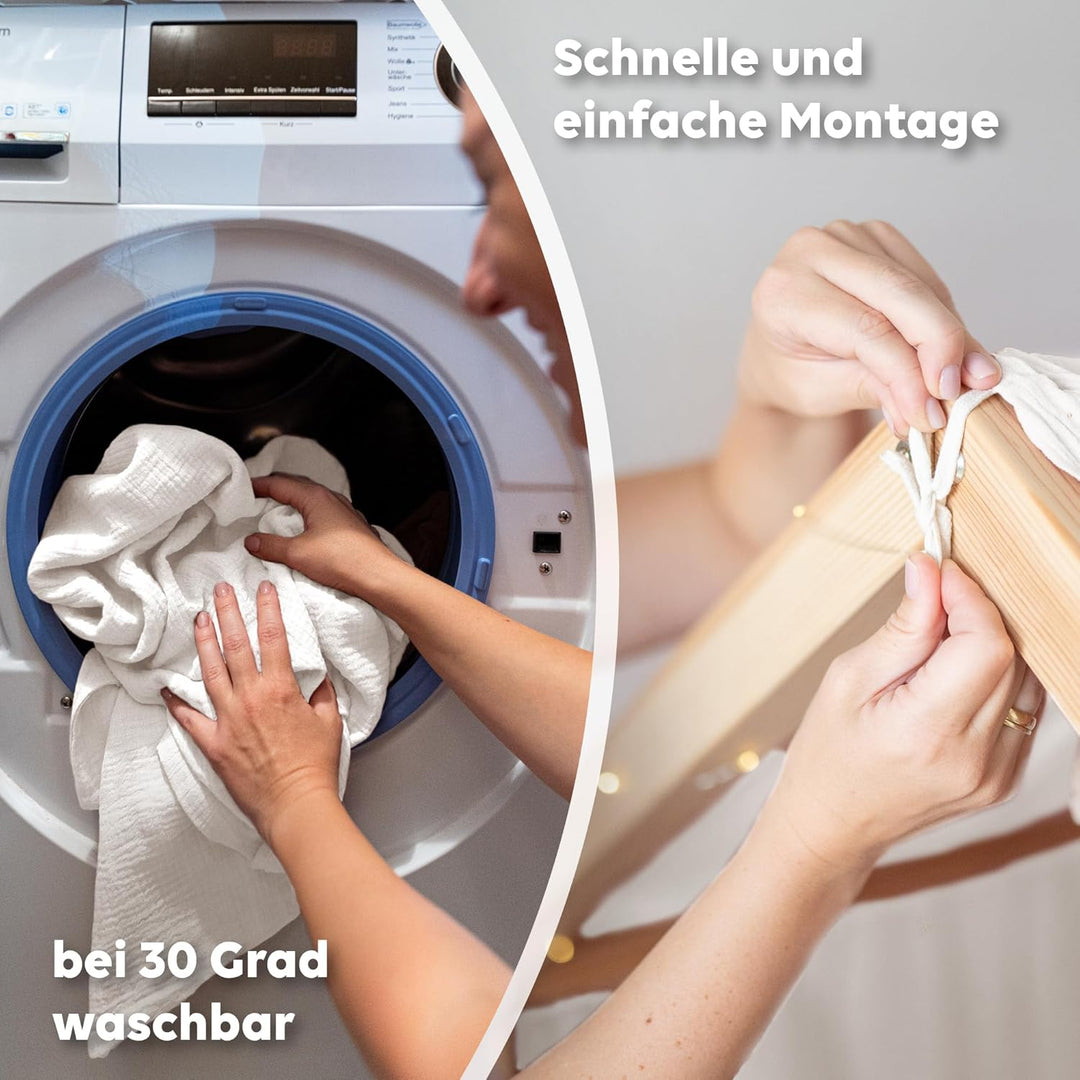 Hausbett Himmel [in 12 Farben] Betthimmel Hausbett aus 100% Baumwolle Musselin - Stoffhimmel für Hau