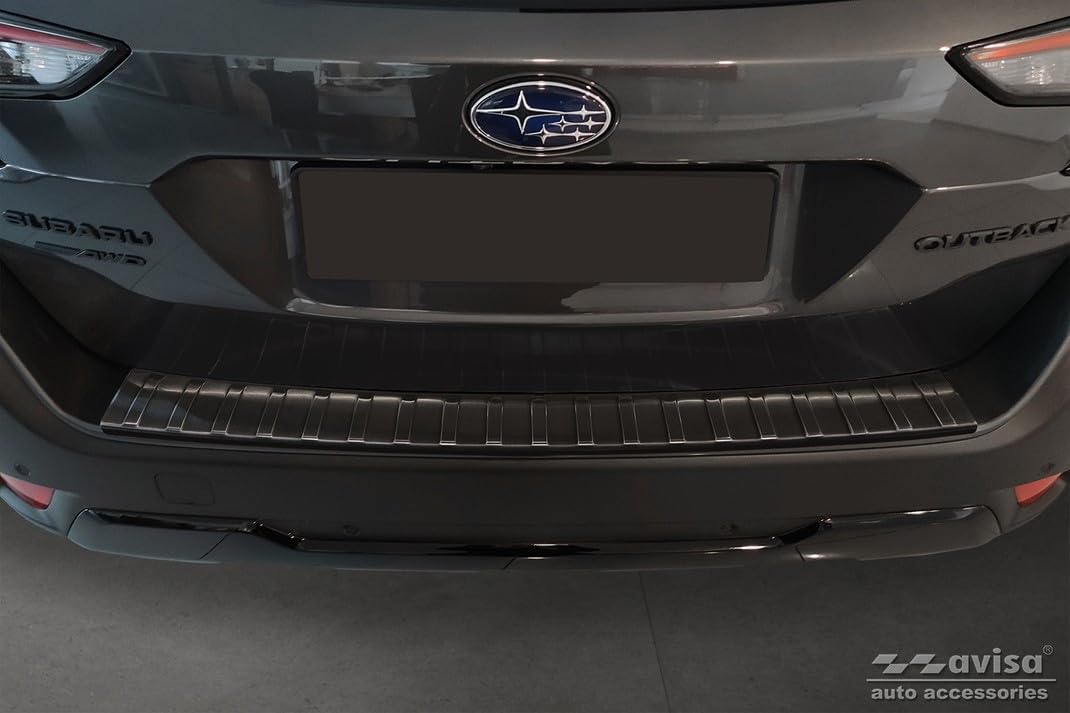 Avisa Schwarz Edelstahl Heckstossstangenschutz kompatibel mit Subaru Outback (BT) 2020- &
