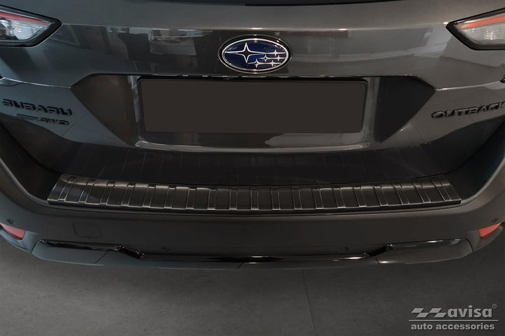 Avisa Schwarz Edelstahl Heckstossstangenschutz kompatibel mit Subaru Outback (BT) 2020- &
