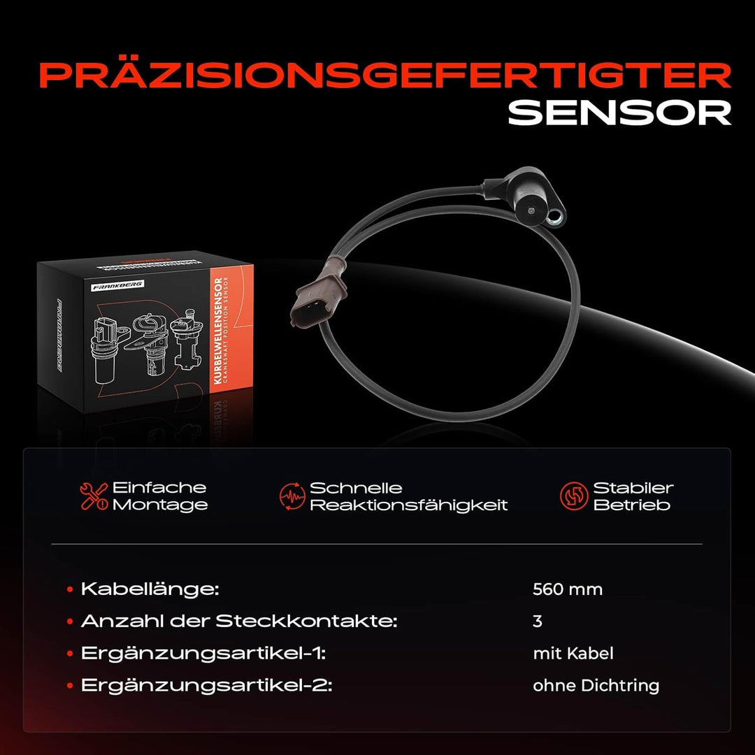 Frankberg Kurbelwellensensor Mit Kabel Kompatibel mit C-a-y-e-n-n-e 9PA 4.8L Benzin 2007-2010 955606