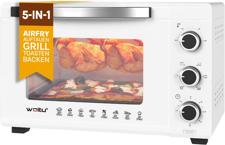 WOLTU Mini Backofen 32 Liter, 1600 Watt Toasterofen | Pizzaofen | Herausnehmbares Krümelblech mit Ti