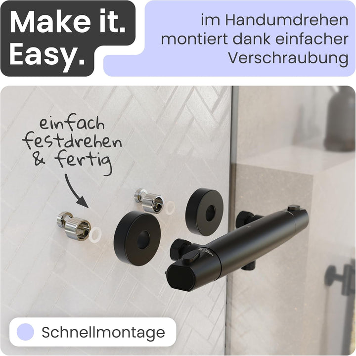 instmaier Beatrice | Duscharmatur mit Thermostat | Schwarz matt | Duschthermostat für Badewanne und