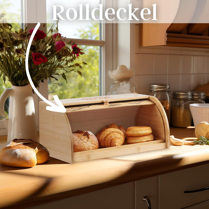 ecosa Brotbox aus nachhaltigem Bambus mit Rolldeckel Brotkasten Brotaufbewahrung Brotkorb Aufbewahru