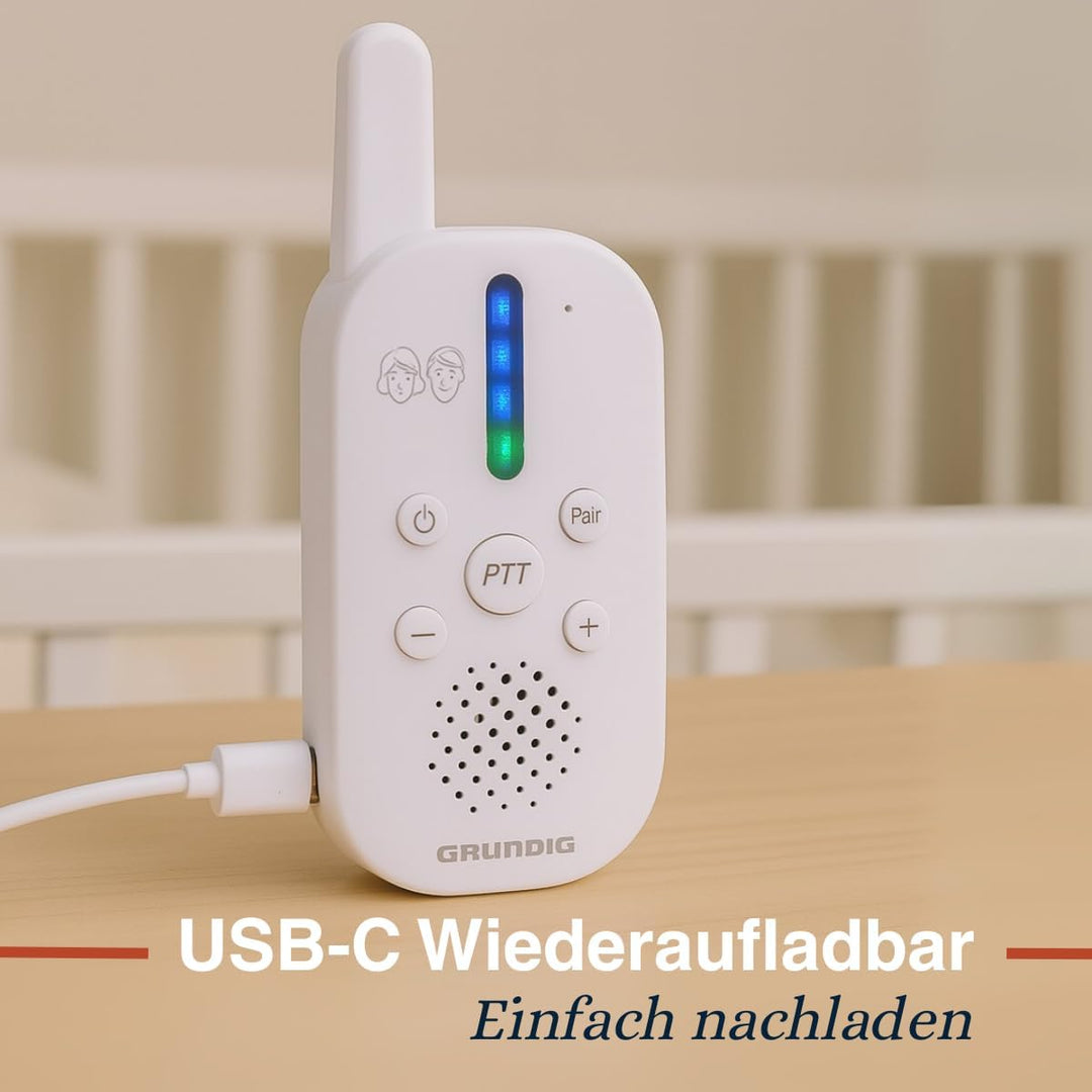 Grundig DECT Audio-Babyphone – Babyfon mit 150 m Reichweite – Eltern-Kind-Einheit – mit LED-Tonanzei