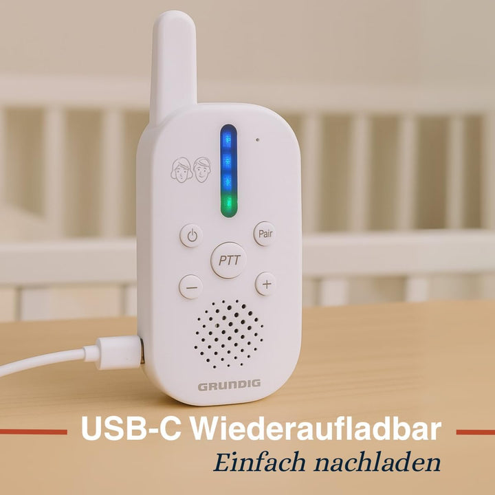 Grundig DECT Audio-Babyphone – Babyfon mit 150 m Reichweite – Eltern-Kind-Einheit – mit LED-Tonanzei