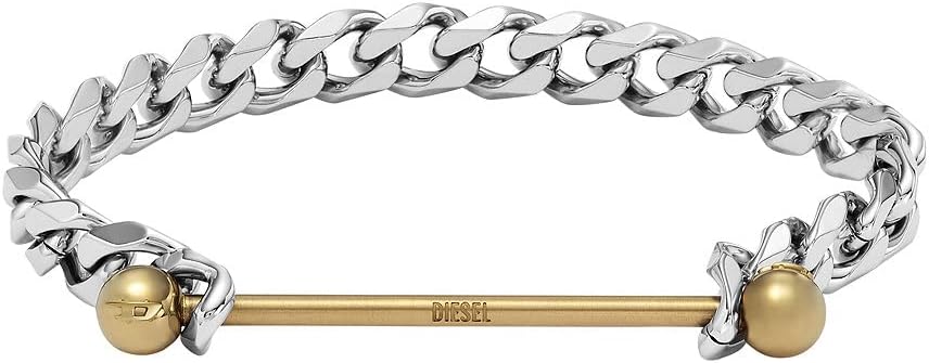 Diesel Armband Für Männer Stahl, Länge: 180mm, Breite: 8.5mm Silber Edelstahlarmband, DX1410931