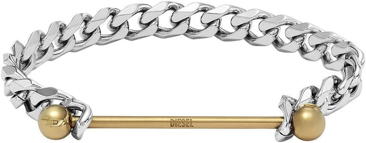 Diesel Armband Für Männer Stahl, Länge: 180mm, Breite: 8.5mm Silber Edelstahlarmband, DX1410931