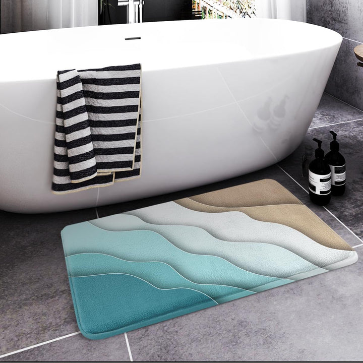 Britimes Badematten für Badezimmer Badezimmermatten Teppiche kein Silber abstrakter Strand waschbar