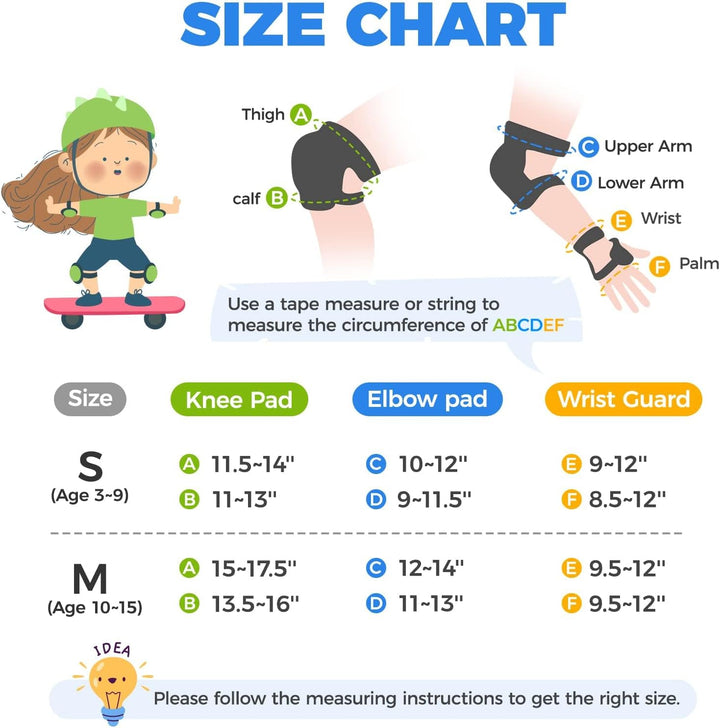 Knieschoner Kinder Schoner Inliner Protektoren: [6er Set] Schützer Inline Skates Kinder Knieschützer