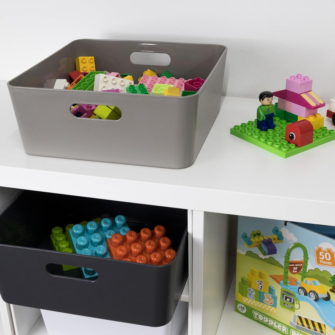 #11 4X Ordnungsbox - 12 cm hoch - anthrazit - 30x 30 cm - Ordnungskorb - Regalorganizer Wandregal 4