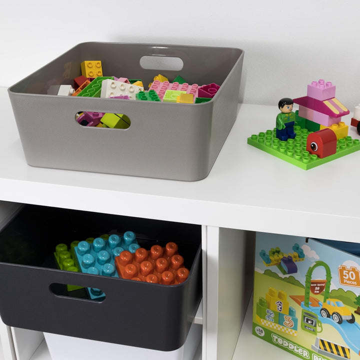 #11 4X Ordnungsbox - 12 cm hoch - anthrazit - 30x 30 cm - Ordnungskorb - Regalorganizer Wandregal 4
