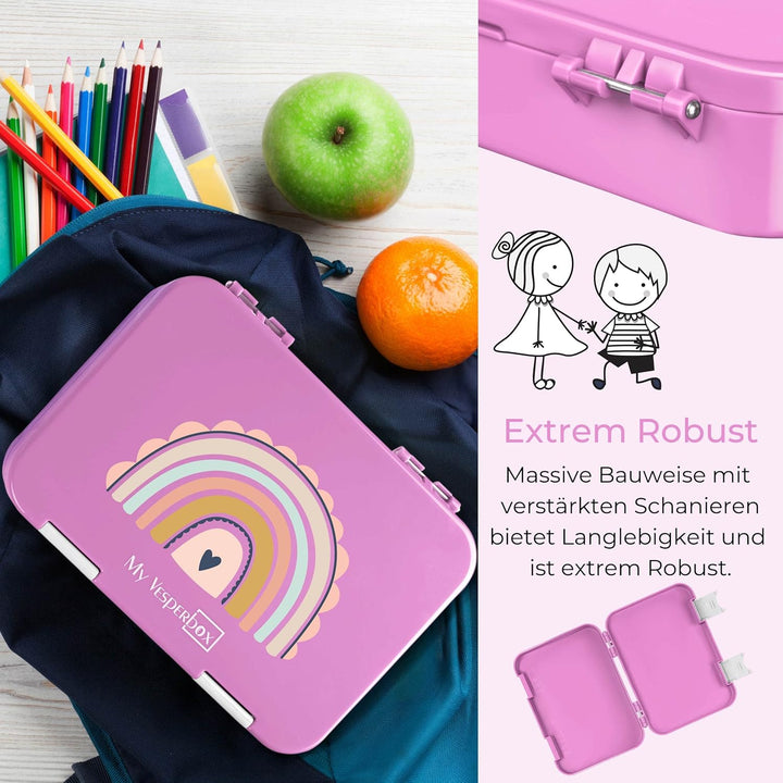 My Vesperbox – Len - Bento Box Kinder - Lunchbox mit 4+2 Fächern - extrem robust – Brotdose – Brotbo