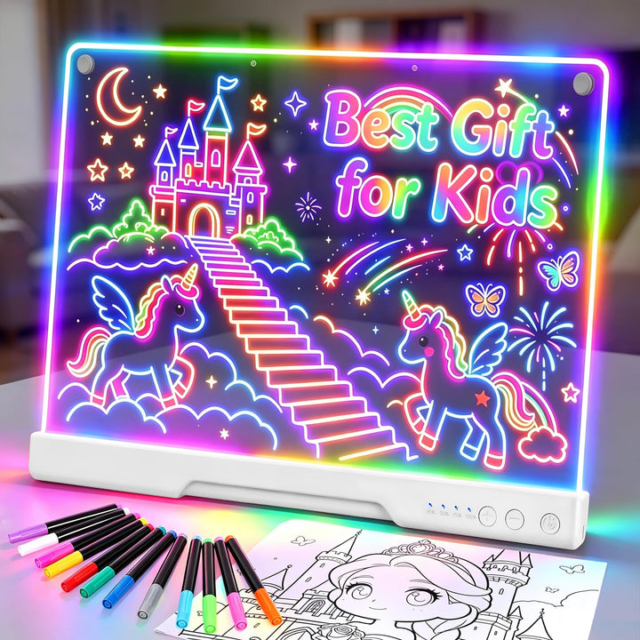 19 Zoll LED Zeichenbrett Kinder, Wiederaufladbare LED Maltafel 40x30cm, Geschenk Jungen Mädchen 3 4