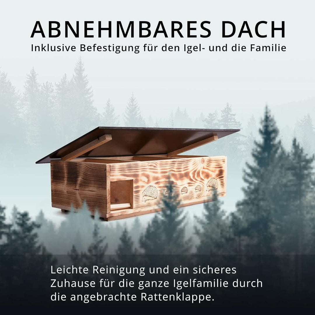 XXXL Igelhaus Neu (IG6) Igelhütte - Igelhaus mit Labyrintheingang und Rattenklappe - mit Boden und A