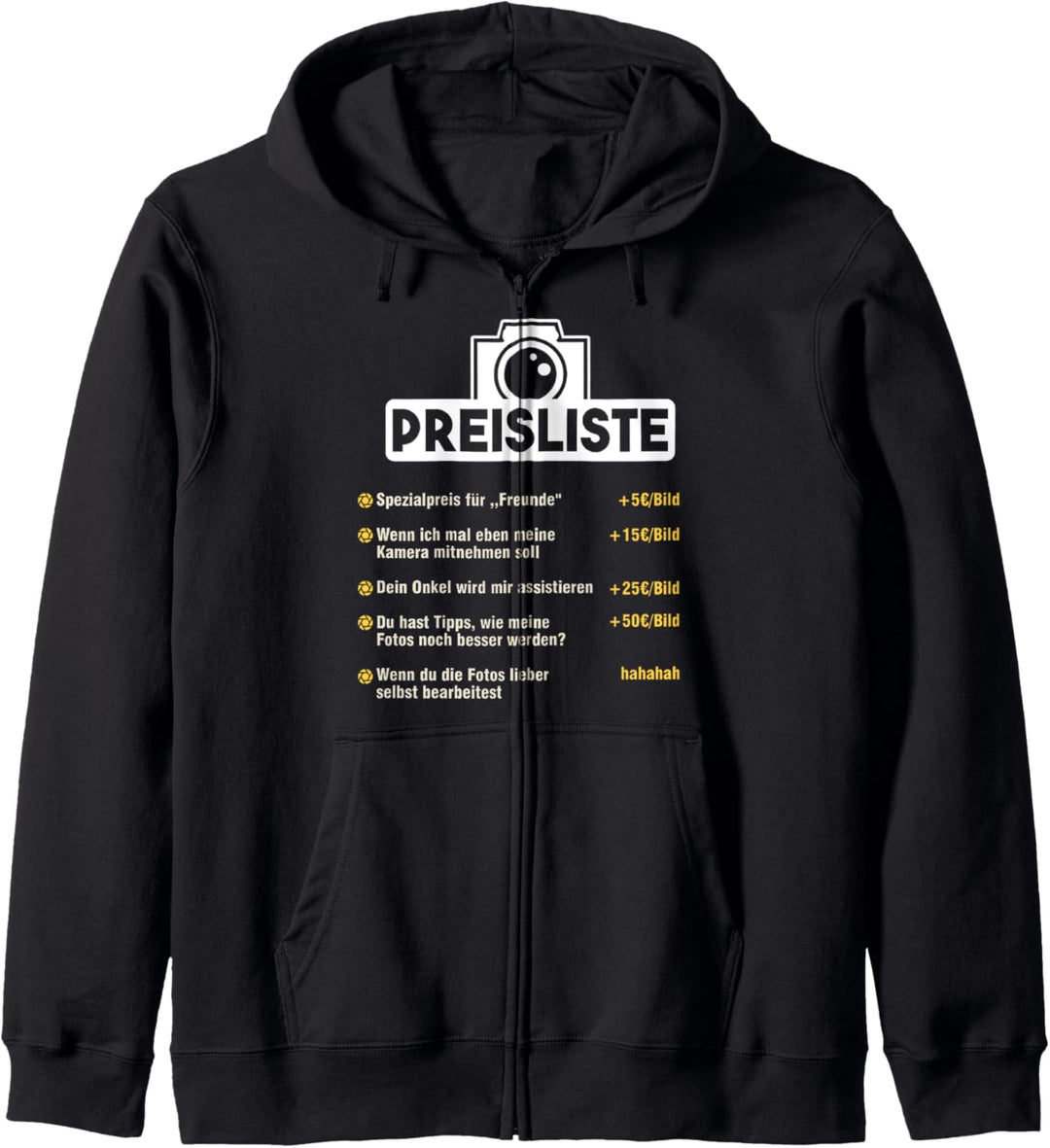 Fotograf Preisliste Kamera Objektiv Fotografin Foto Geschenk Kapuzenjacke