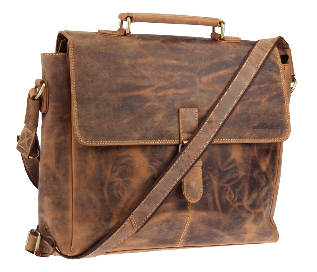 Greenburry Vintage Messenger Bag Tasche Leder 40 cm Laptopfach