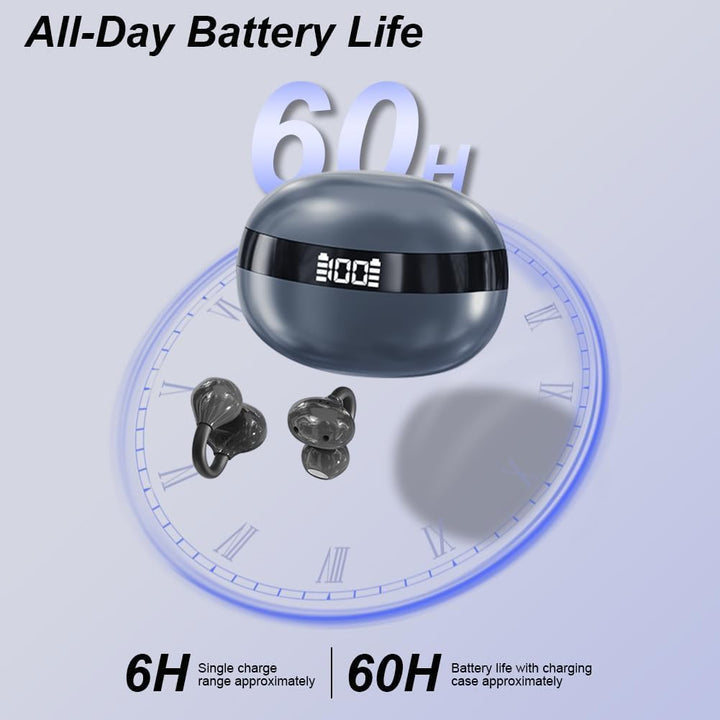 Clip-on Open-Ear Bluetooth-Kopfhörer Wireless,Bluetooth 6.0,60 Stunden Ultra-Lange Akkulaufzeit,Komf