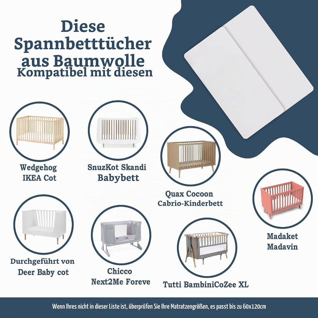 Lilly Belly Wasserdichtes Spannbettlaken für Kinder, 120 x 60 cm, Matratzenschoner für Kinder, volls