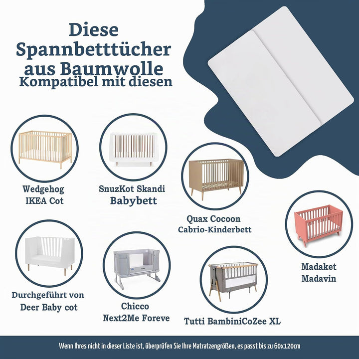 Lilly Belly Wasserdichtes Spannbettlaken für Kinder, 120 x 60 cm, Matratzenschoner für Kinder, volls