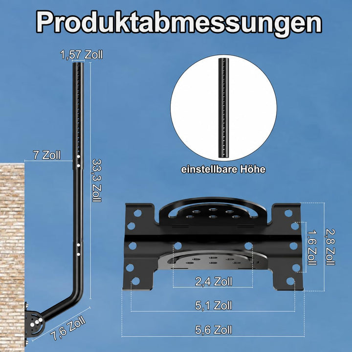 Universeller Antennenmast für Fernseh-, Satelliten-, Radio- und WLAN-Antennen - Verstellbarer Stände