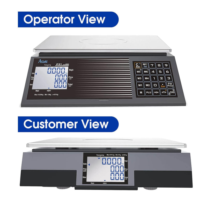 "ACLAS Marktwaage Waage 30Kg 10g Kontrollwaage Geeichte Ladenwaage - mit Dual LCD-Display Industrie
