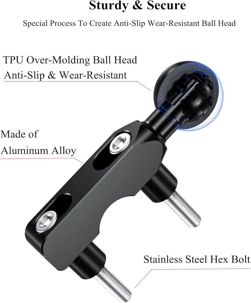 BRCOVAN Aluminiumlegierung Montieren Base mit 1 Zoll TPU Kugel für Motorrad Brems/Kupplungsbehälter,