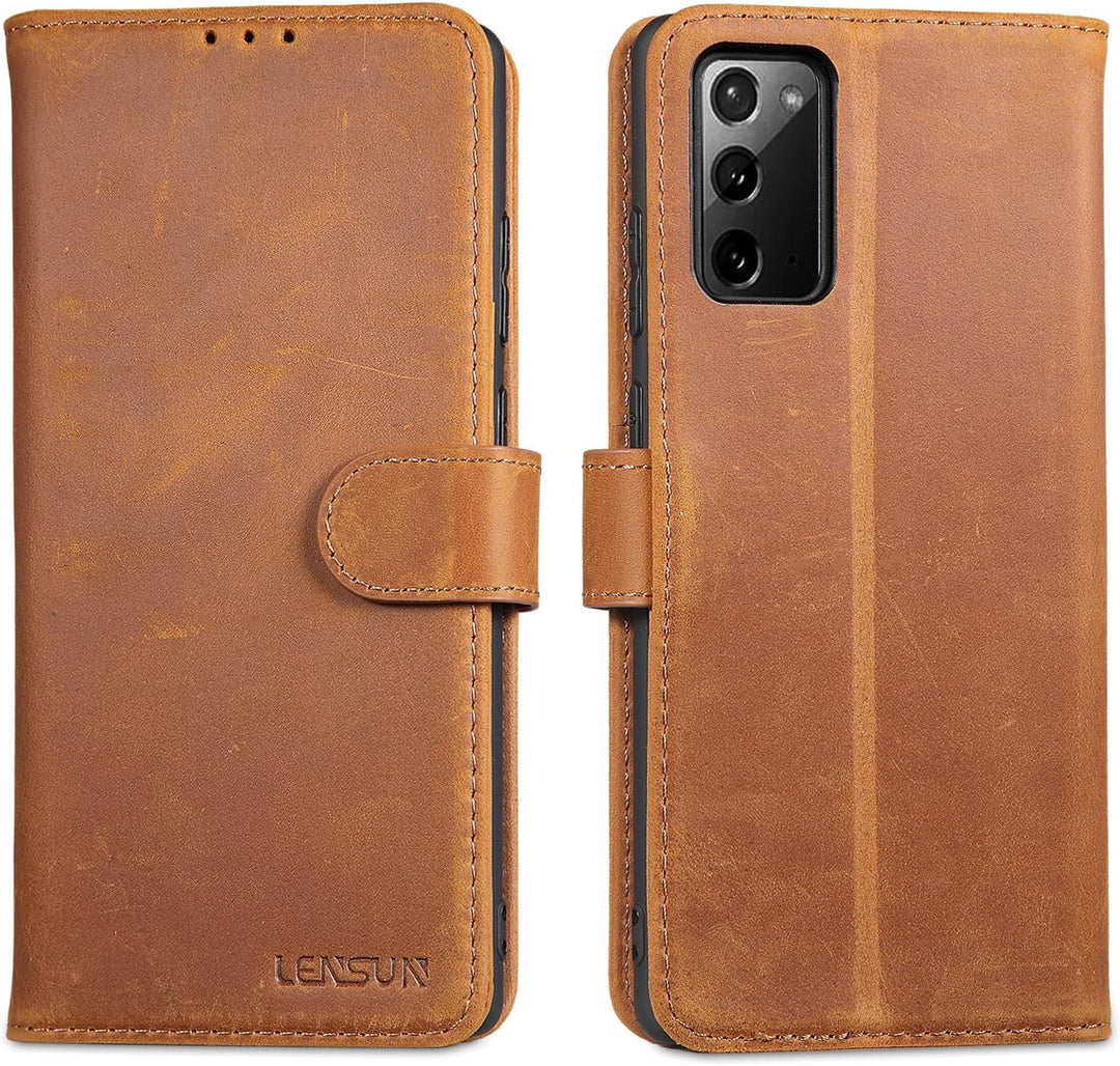 LENSUN Echtleder Hülle für Samsung Galaxy Note 20 Ultra, Handyhülle [Echtes Leder] [Kartenfach] RFID