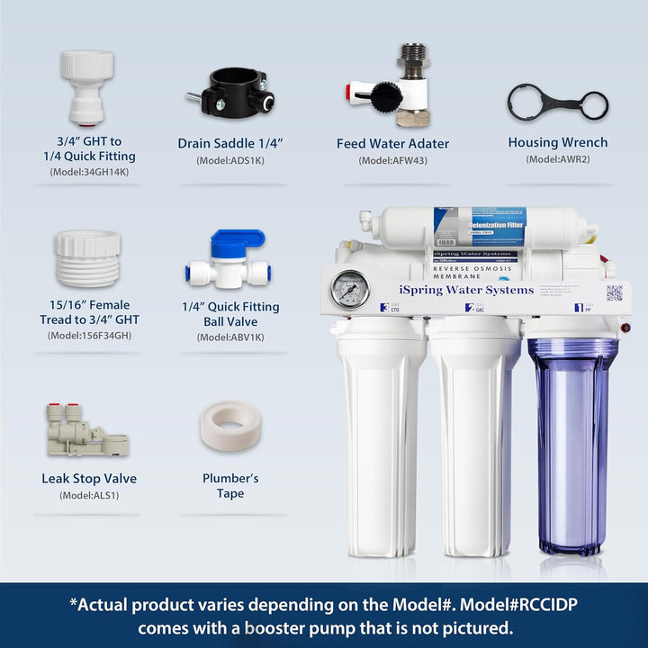 iSpring RCC1D Tankless RO/DI System, 5 Stufen De-Ionisierung Umkehrosmose Wasserfilter System, 150 G