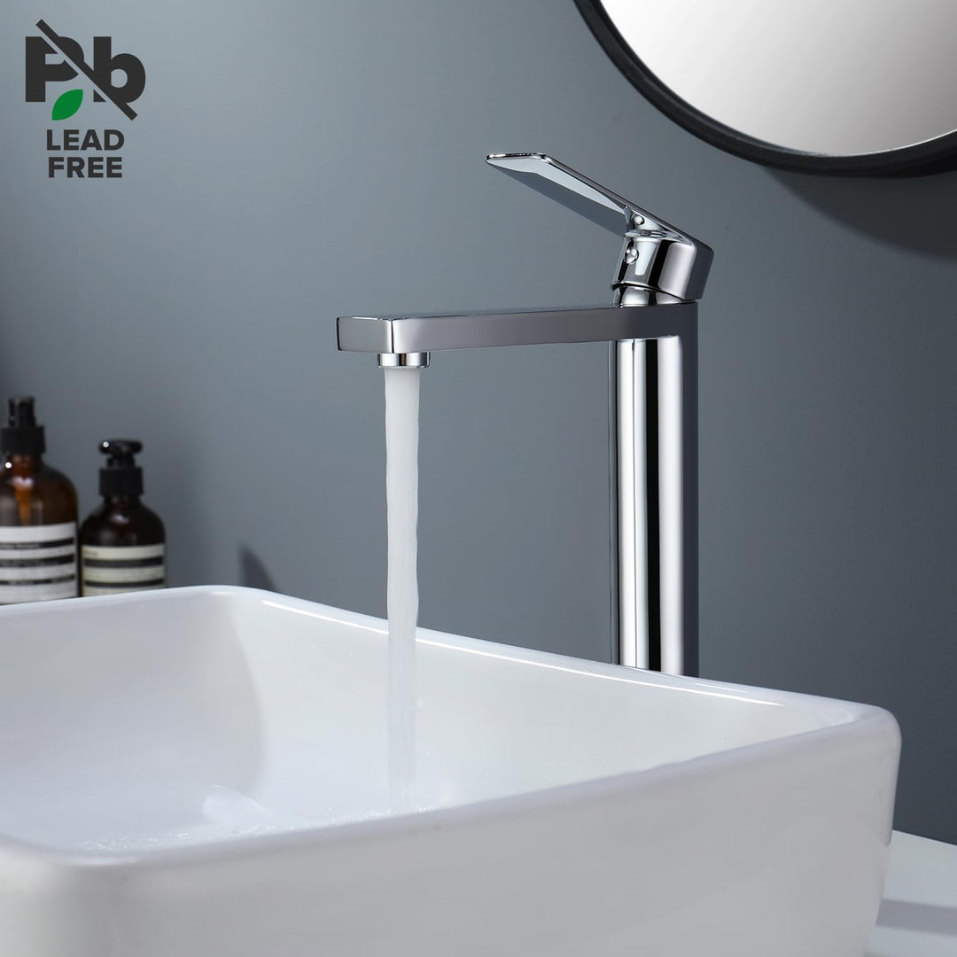 Decaura Waschtischarmatur chrom Hoch Wasserhahn Bad Badezimmer Armatur Edelstahl Einhebelmischer Mis