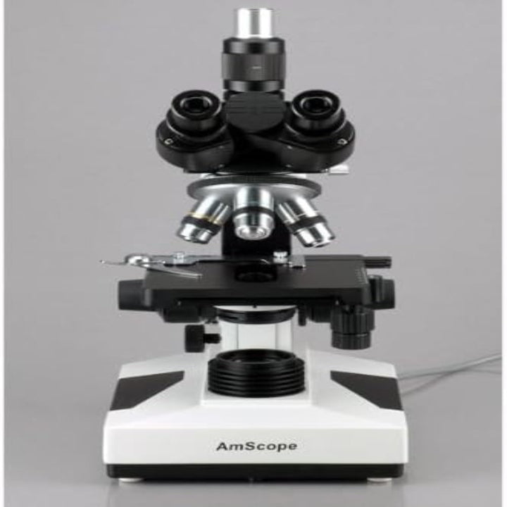 AmScope T490B-DK Trinokulares Zusammengesetztes Dunkelfeldmikroskop, 40X-2000X, 12" x 9" x 16", Weis