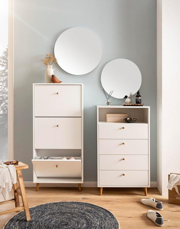 Schildmeyer Bjarne Schuhschrank 158673, weiss matt, 59,8 x 19,5 x 131 cm, platzsparend durch geringe