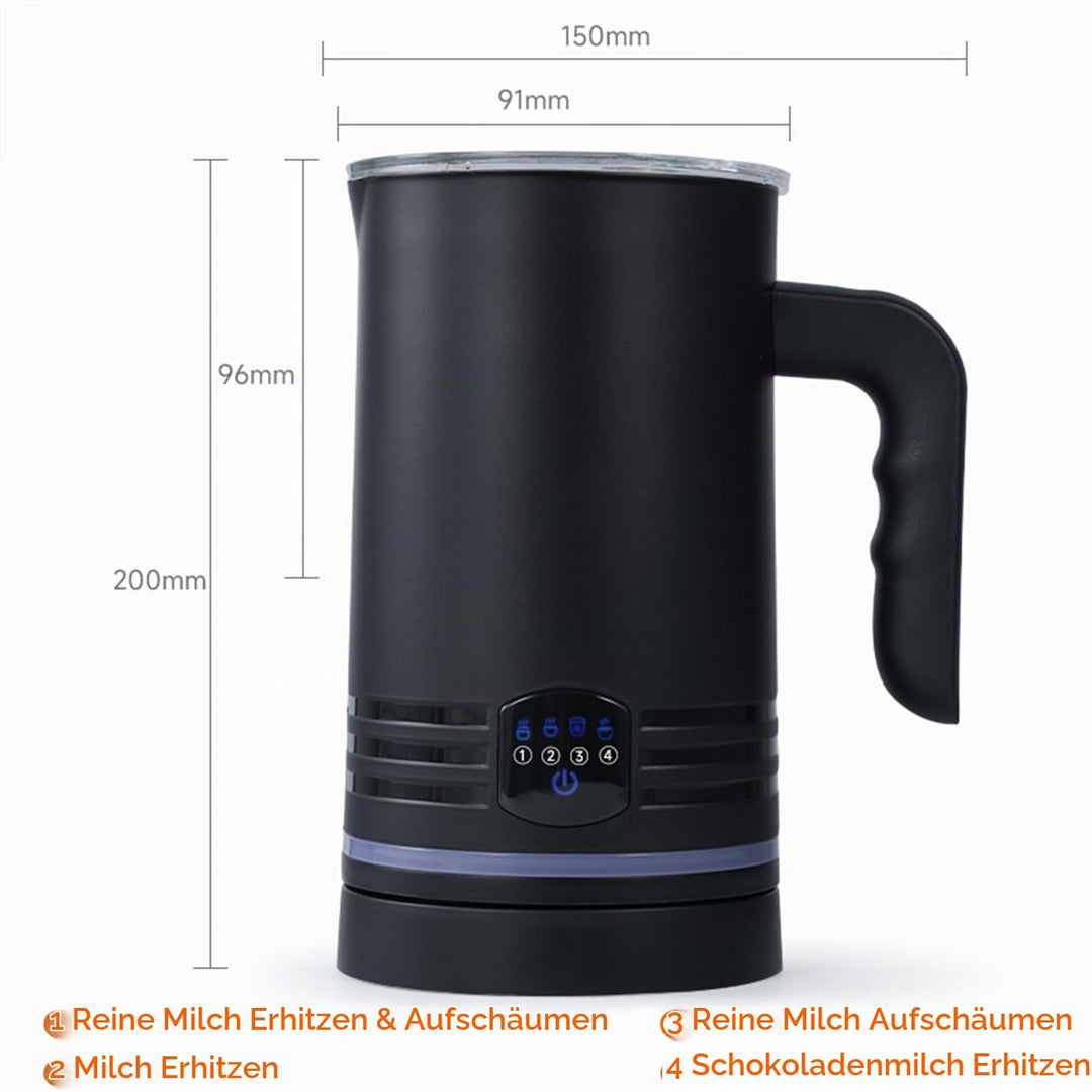 Elektrischer Milchaufschäumer, 430 ml Edelstahl Milchaufschäumer, Antihaftbeschichtung,warmer und ka
