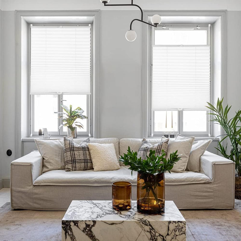 OBdeco Plissee Rollo Klemmfix ohner Bohren lichtdurchlässig Crushed Optik Faltrollo für Fenster und