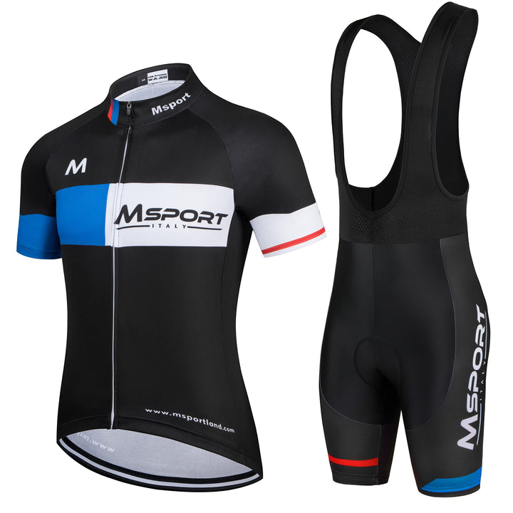 Msport Fahrradbekleidung Set – Komplettanzug Radtrikot + Trägerhose mit 5D-Gel-Polsterung Antistoss