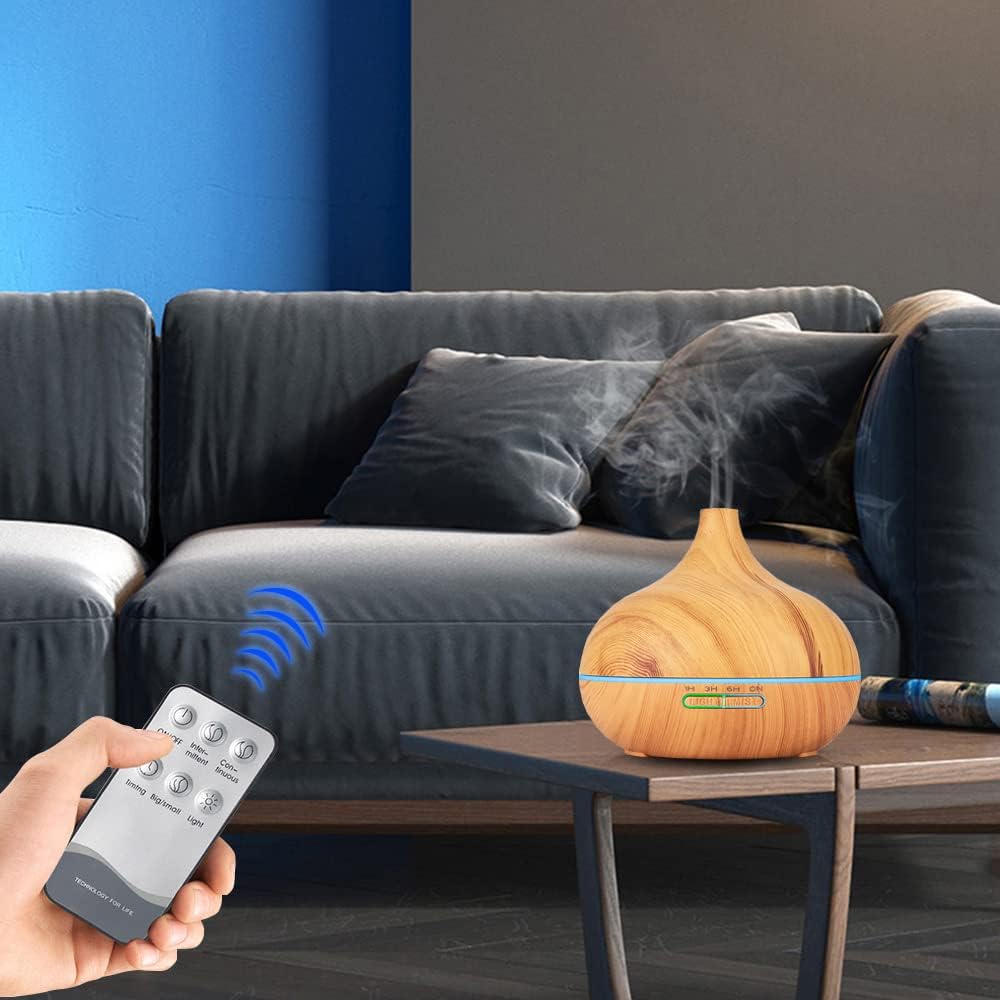 400ML Luftbefeuchter für Schlafzimmer Elektrischer Aromatherapie-Befeuchter im Holzmaserung mit 7-fa