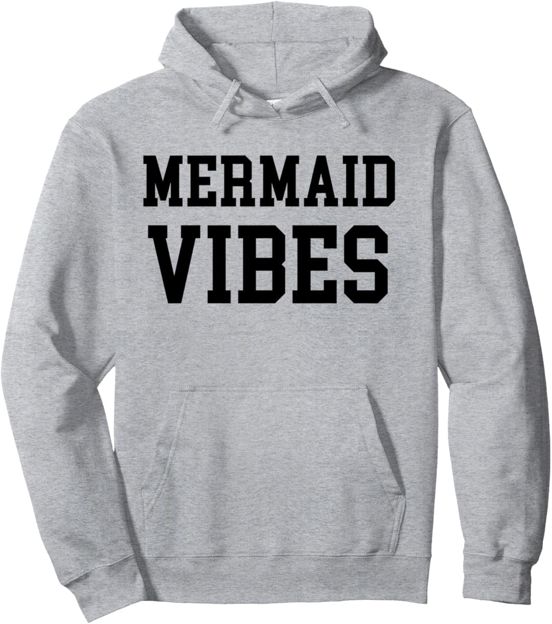Mermaid Vibes Cute Vintage College University Graphic Pullover Hoodie