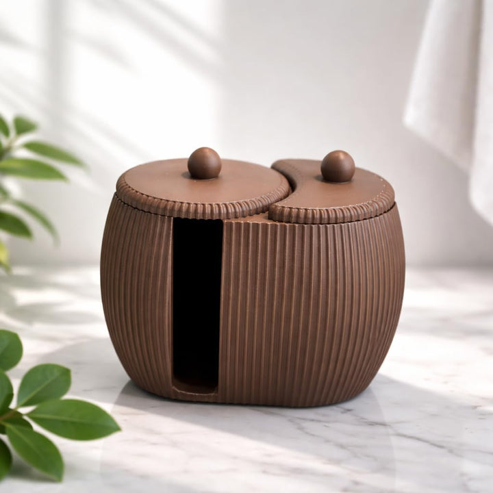 Generisch Yin‑Yang Badezimmer Organizer – Aufbewahrung für Wattepads & Wattestäbchen, Modernes 3D‑De