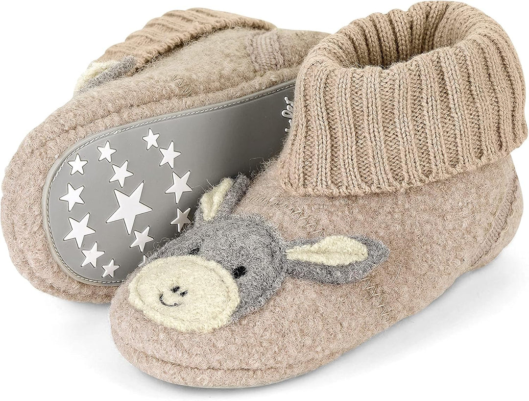 Sterntaler Unisex Kinder Hausschuhe Baby Hausschuh Filz Esel Emmi 18 EU Beige, 18 EU Beige