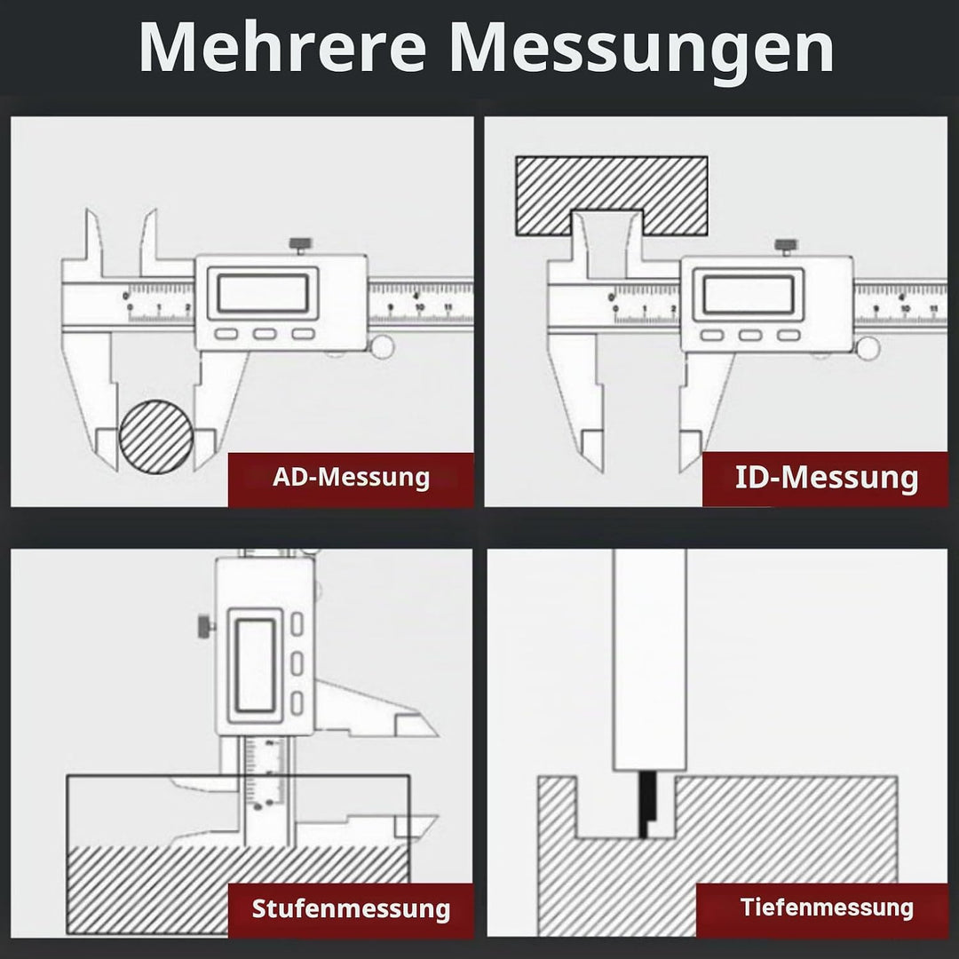 Digitale Messschieber, 300 mm Elektronisches Messschieber-Carbonlineal mit langem Backenmesswerkzeug