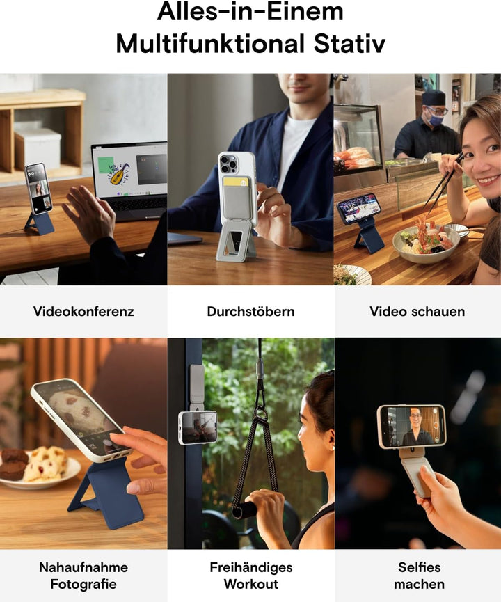 MOFT Stativ für Smartphone, 3 in 1 Handy Stativ Geldbörse und Verstellbares Handy Ständer Magnetisch