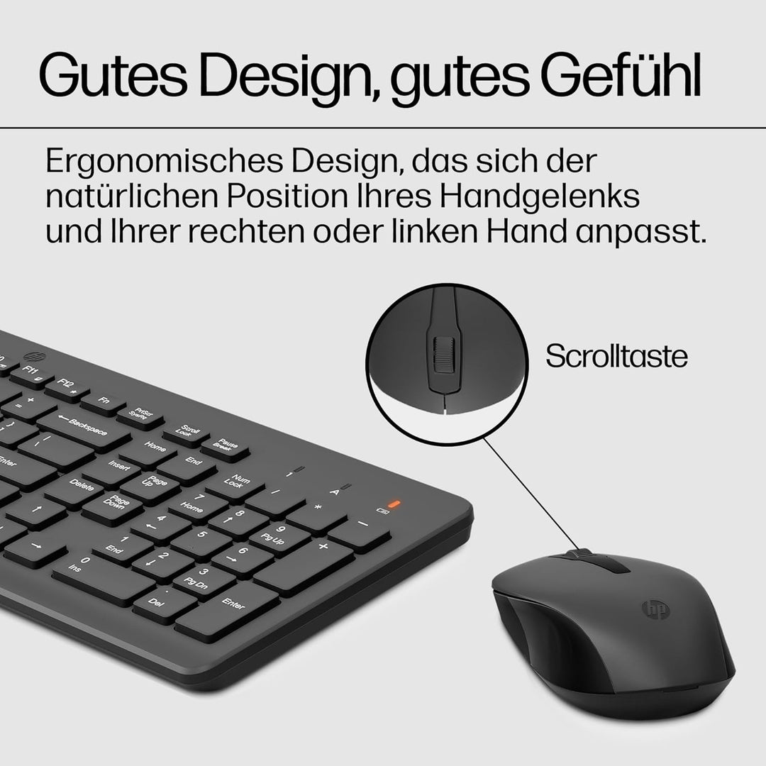 HP 330 Wireless Mouse & Keyboard, USB-A, Schwarz