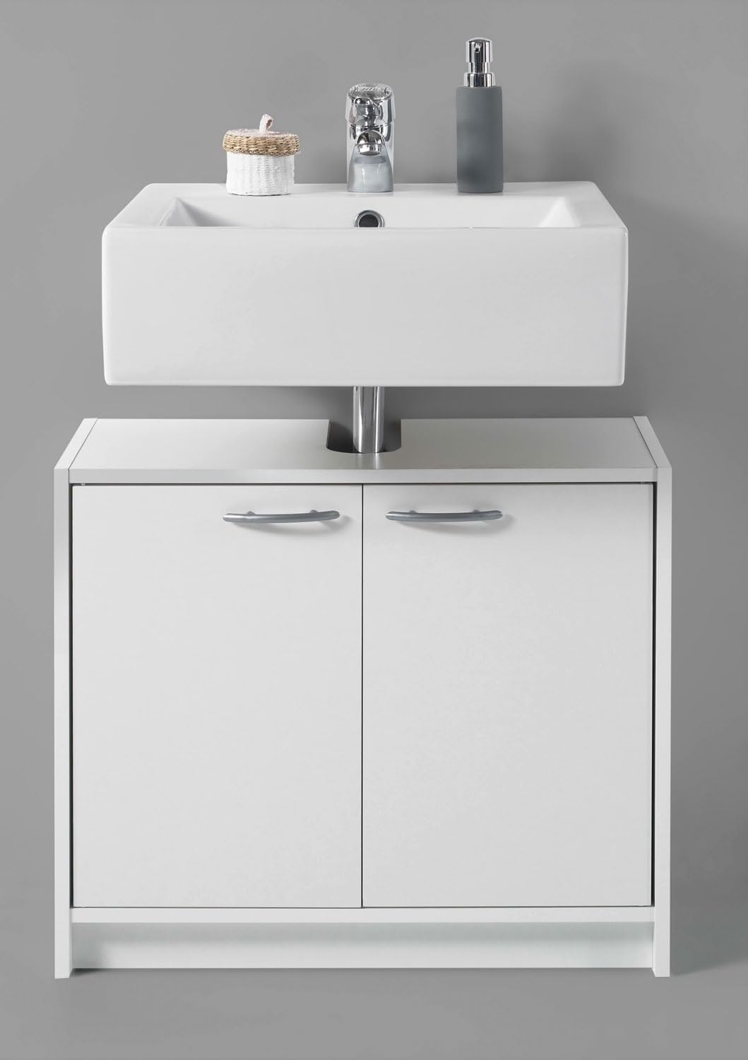 Waschbeckenunterschrank Waschtischunterschrank Badezimmerschrank | Weiss matt | 2 Türen | BxHxT: 63x