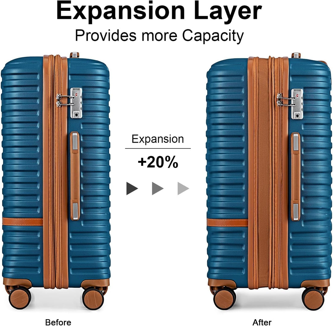 Joyway Koffer Reisekoffer von ABS Hartschalen Erweiterbar Trolley Kofferset mit TSA Schloss und 4 Ro